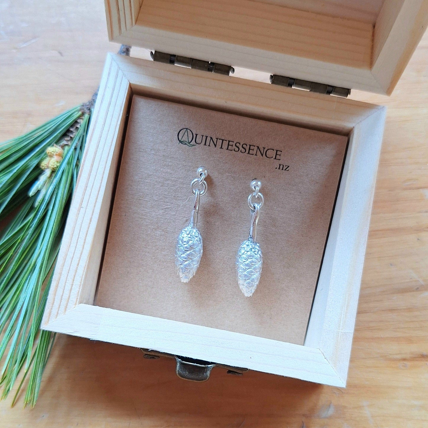 Pinecone Earrings - Sterling Silver