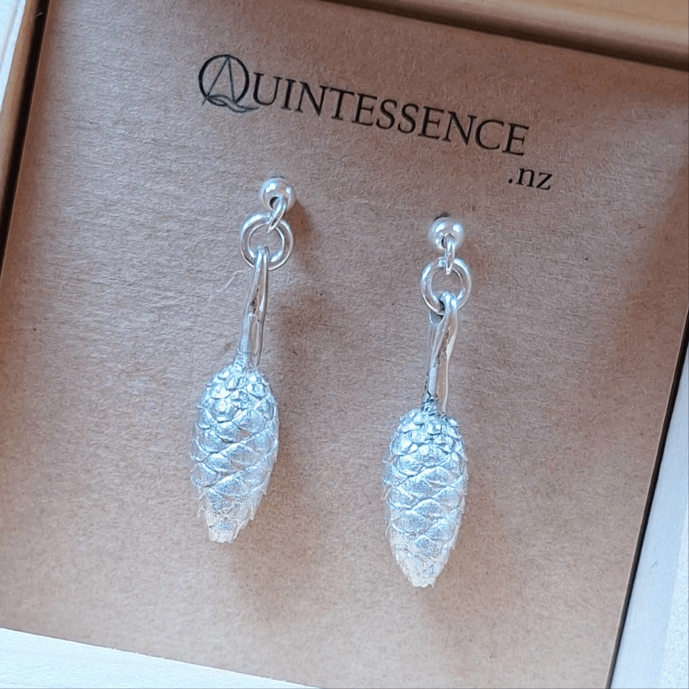 Pinecone Earrings - Sterling Silver
